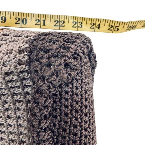 The Sak neutral stripe crochet over gold metallic shoulder bag top zipper - Picture 11 of 13